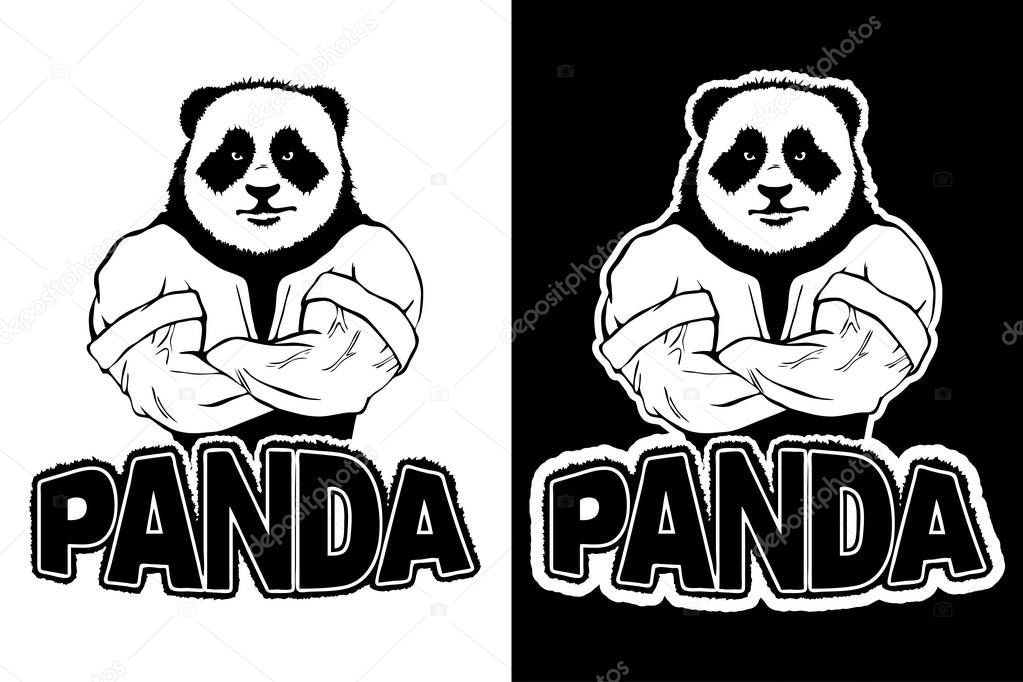 Isolated vector illustration a strong wild panda- man