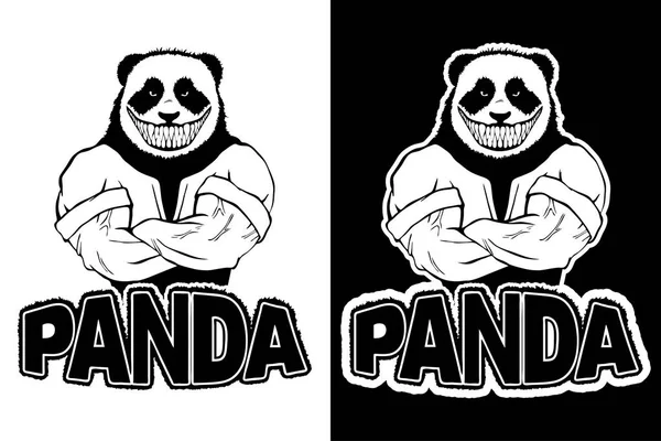 İzole vektör çizim güçlü bir kötü vahşi panda-adam