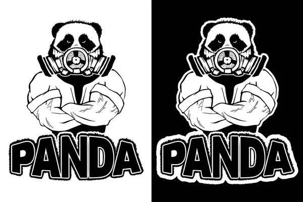 Isolato vettoriale illustrazione un forte panda selvatica- uomo in una maschera antigas — Vettoriale Stock