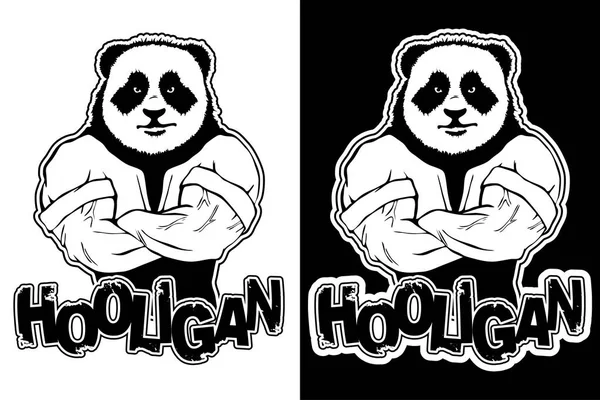 Print on T-shirt "hooligan" with a panda image — Stock Vector