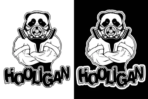 Estampado en camiseta "hooligan" con una imagen de panda — Vector de stock