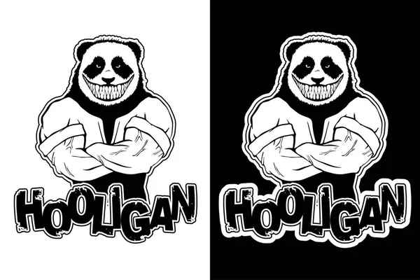 パンダの絵と「フーリガン」の t シャツを印刷します。 — ストックベクタ