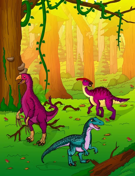 Dinosaurier på bakgrunden av skog — Stock vektor
