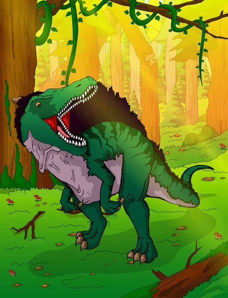 Спинозавр на тлі лісу — стоковий вектор