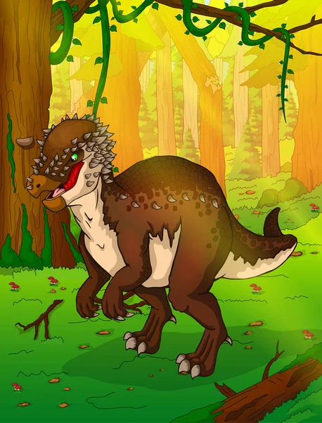 Pachycephalosaurus på bakgrunden av skog — Stock vektor