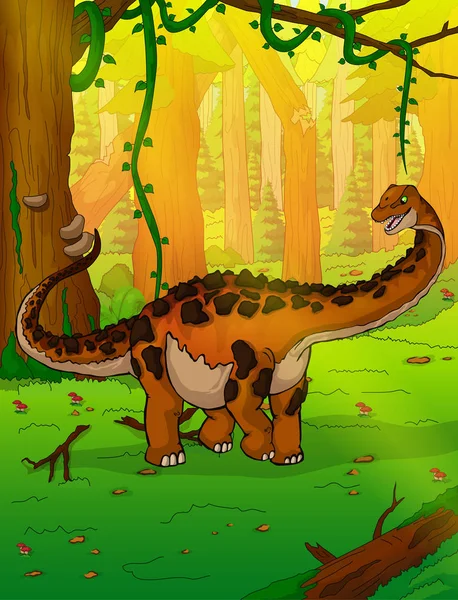 A háttérben az erdő titanosaurus — Stock Vector
