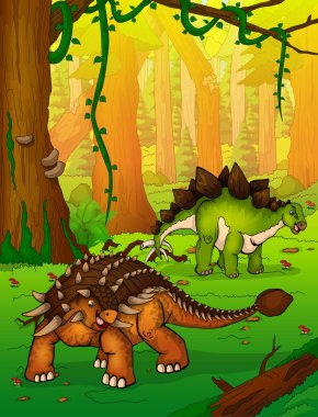 Ankylosaurus orman arka plan üzerinde.