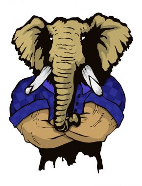 İzole vektör çizim güçlü bir vahşi fil adam.