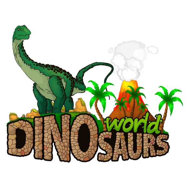 Logo dinozorlar dünya. Vektör çizim
