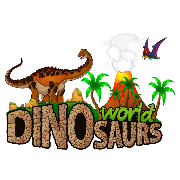 Logo Dinosaurs World. Illustrazione vettoriale — Vettoriale Stock