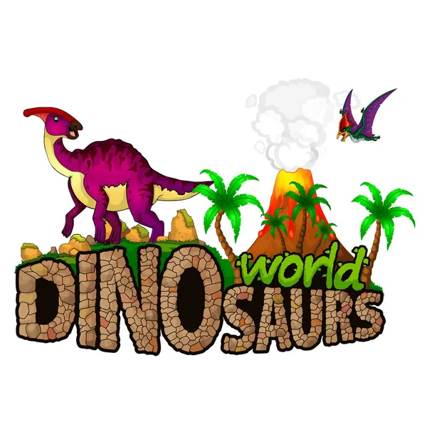 Logo Dinosaurs World. Illustrazione vettoriale — Vettoriale Stock