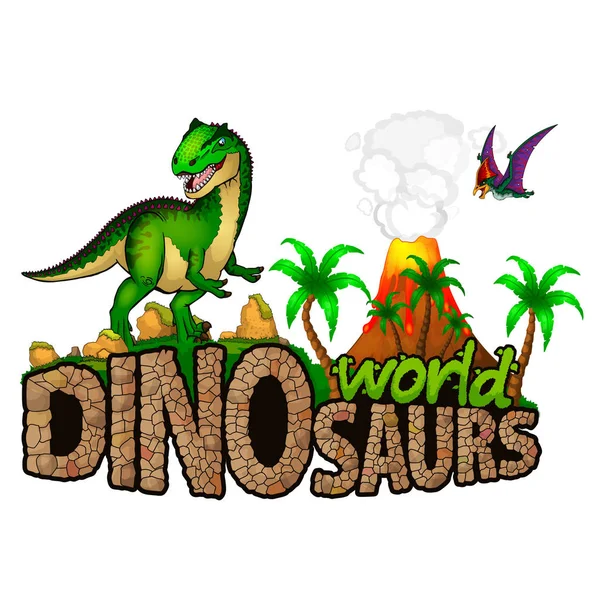 Logo dinozorlar dünya. Vektör çizim