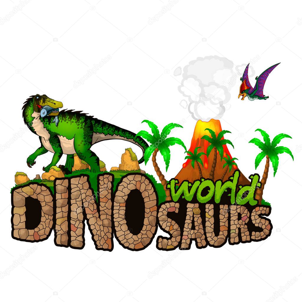 Logo  Dinosaurs World. Vector illustration.
