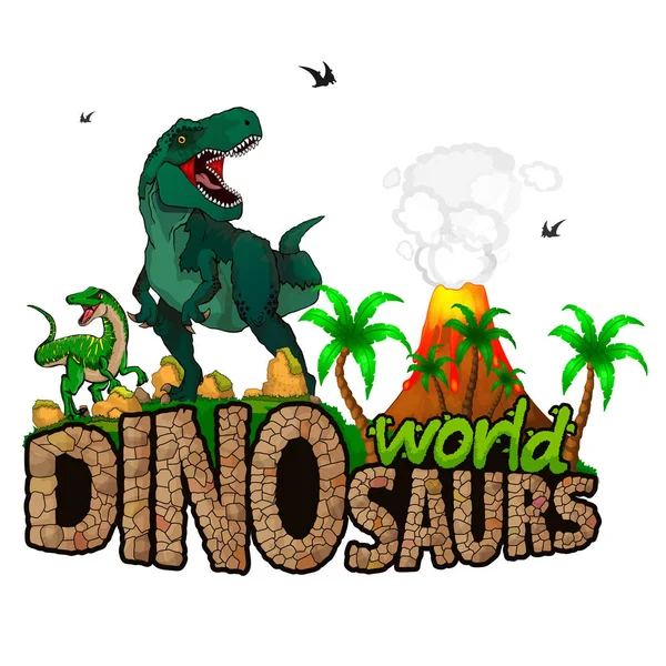 Logo dinozorlar dünya. Vektör çizim