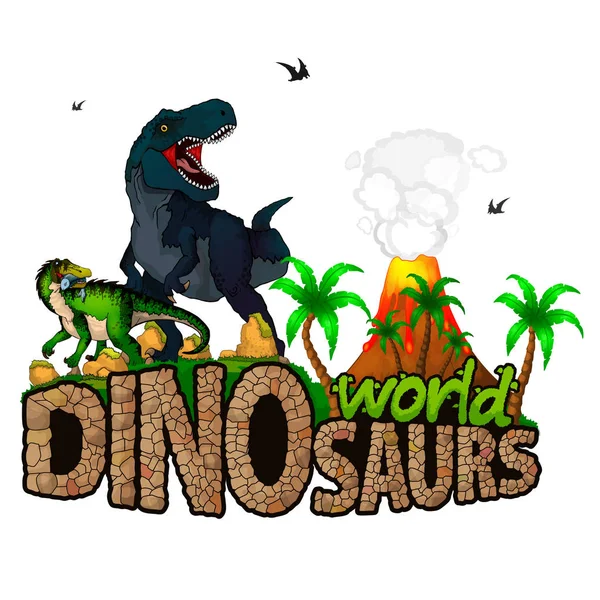 Logo dinozorlar dünya. Vektör çizim