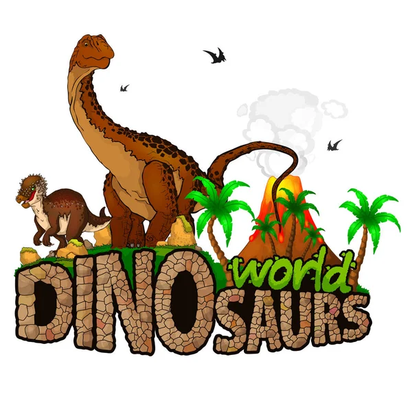 Logo dinozorlar dünya. Vektör çizim — Stok Vektör