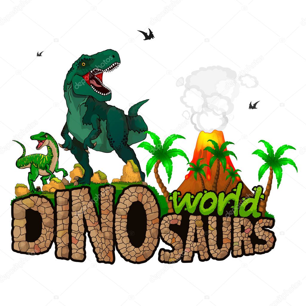 Logo  Dinosaurs World. Vector illustration