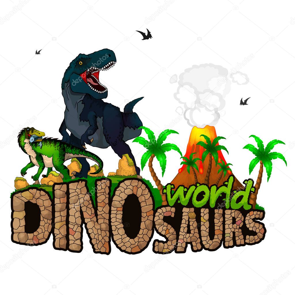 Logo  Dinosaurs World. Vector illustration.