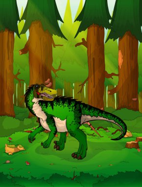 Baryonyx orman arka plan üzerinde.