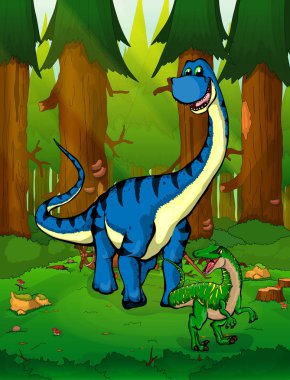 Diplodocus bir orman arka plan üzerinde.