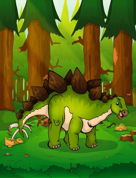 A Stegosaurus a háttérben erdő. — Stock Vector
