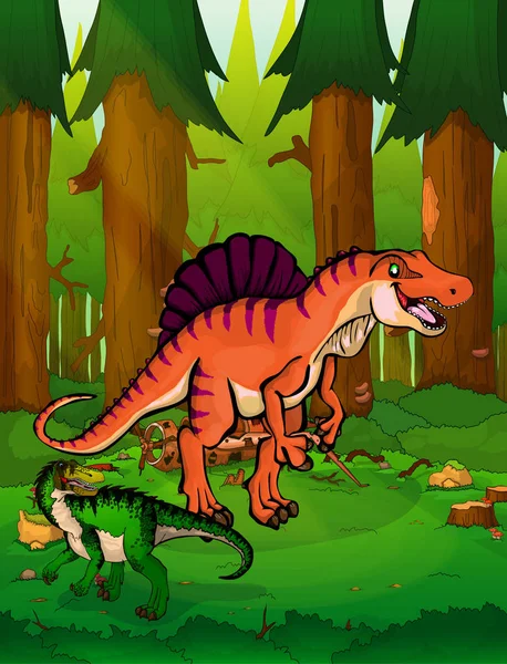 Spinosaurus bir orman arka plan üzerinde.