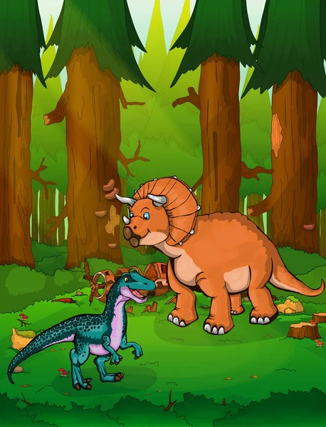 Triceratops bir orman arka plan üzerinde. — Stok Vektör