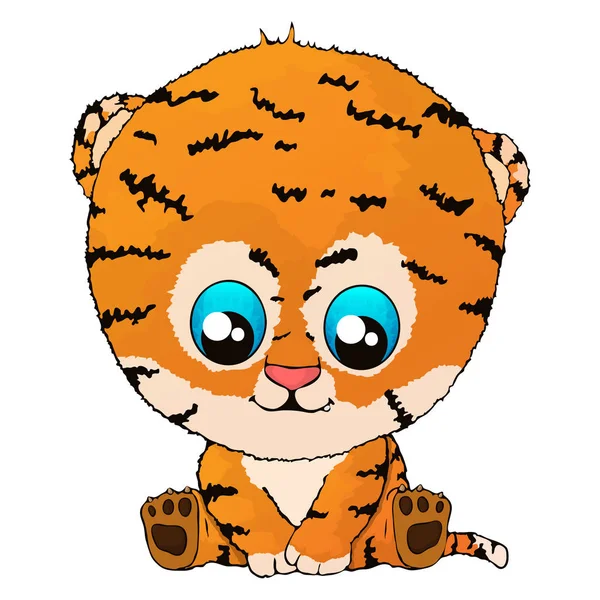 Isolado vetor ilustração um engraçado desenho animado tigre filhote —  Vetores de Stock