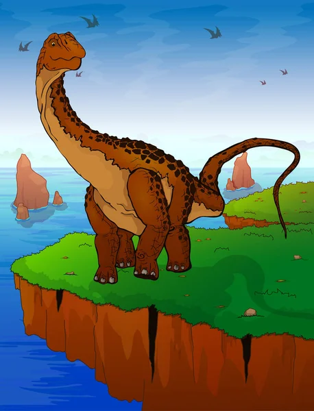 Diplodocus no fundo do mar . — Vetor de Stock