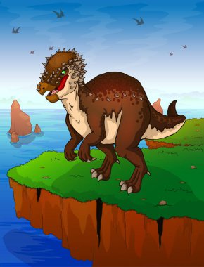 Pachycephalosaurus deniz arka plan.