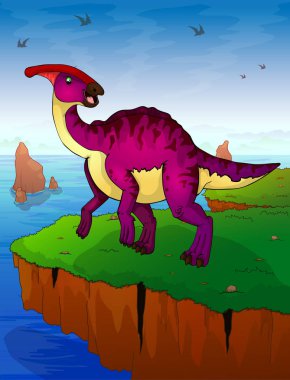 Parasaurolophus deniz arka plan.