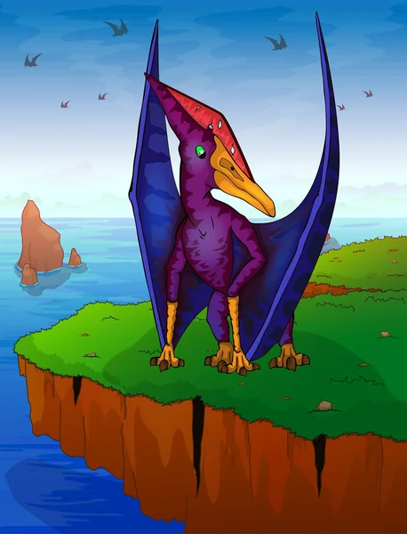 Pteranodon bakgrund av havet. — Stock vektor