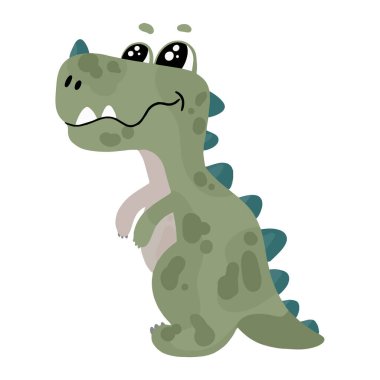 Şirin küçük dinozor canavarı. Vektör çizgi film illüstrasyonu