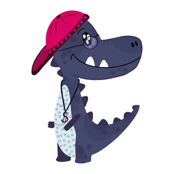Leuke Kleine Dinosaurus Een Pet Kunst Dinosaurus Monster Voor Kinderkleding — Stockvector