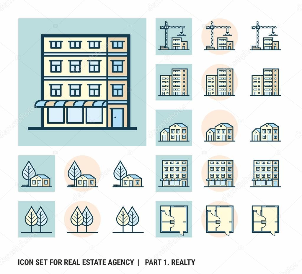Icon set for real estate agency. Part 1. Realty