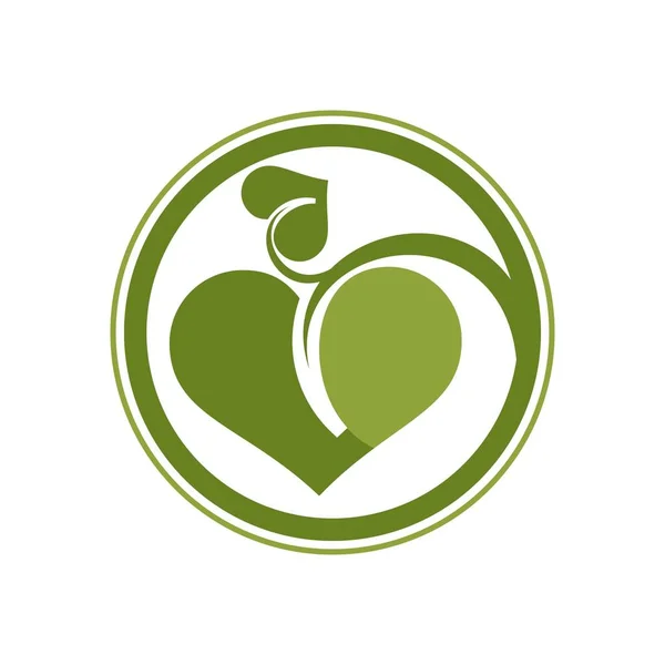 Foglia verde a forma di cuore, simbolo di ecologia — Foto Stock