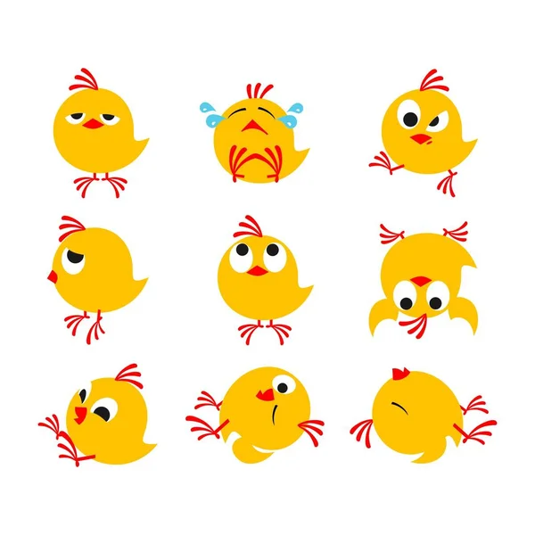 Silhouette funny chicken, set — стоковый вектор