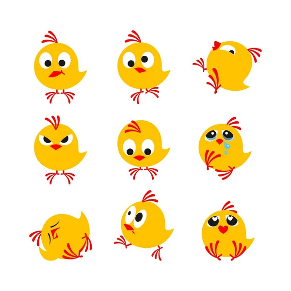 剪影好笑的小鸡设置 — 图库矢量图片