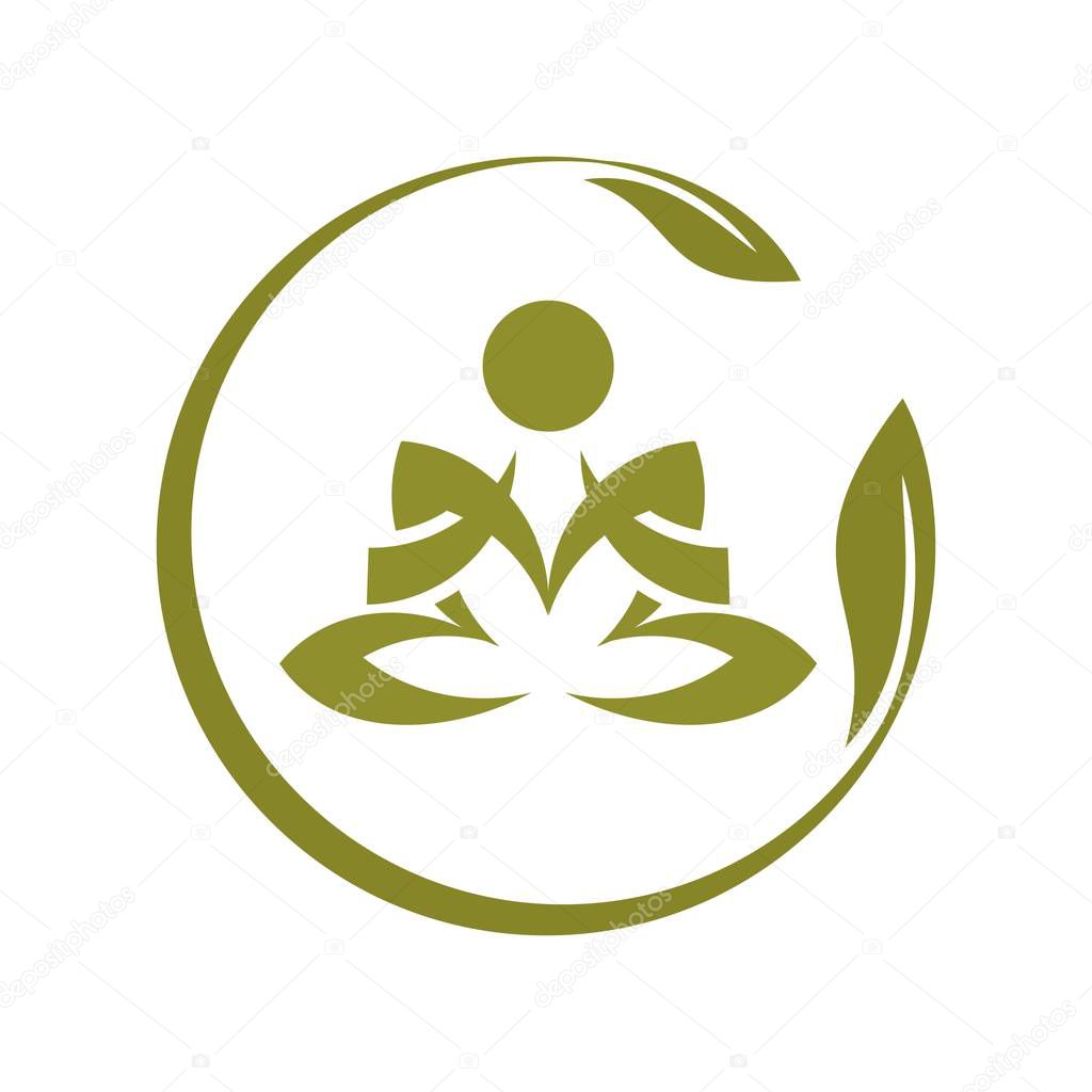 silhouette of a man who practiced yoga, logo