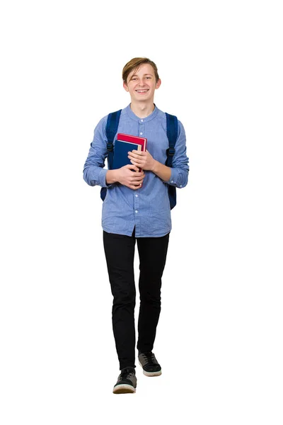 Full length portrait of confident student boy going to school ho — Stock Photo, Image