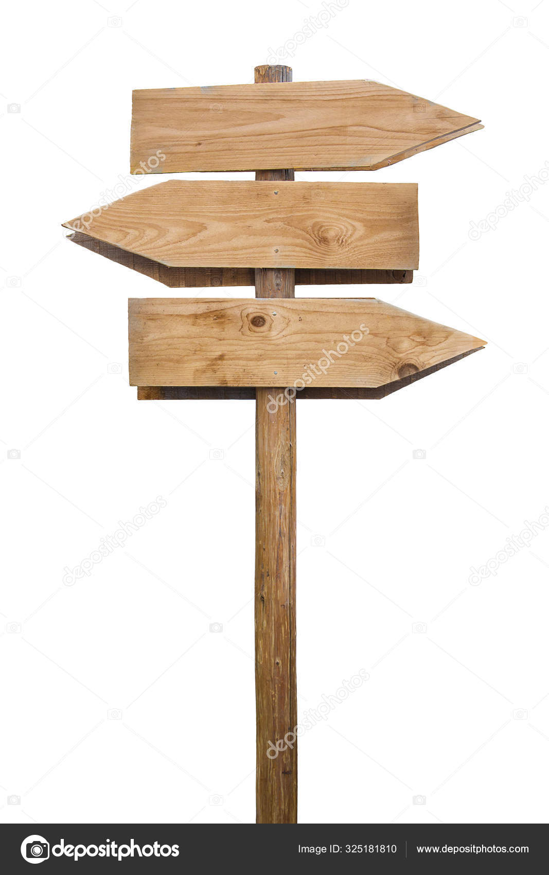 Blank wooden signpost with three directional arrows showing diff Stock  Photo by ©1StunningArt 325181810