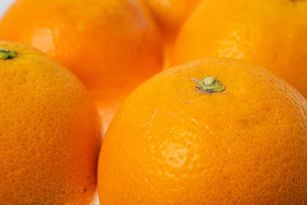 Свіжі Апельсинові Фрукти Ізольовані Білому Тлі Крупним Планом Свіжа Апельсинова — стокове фото