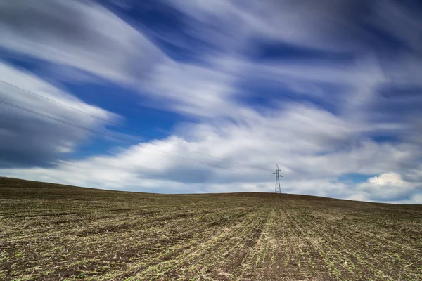 Spring plowed field in countryside — Stock Photo, Image