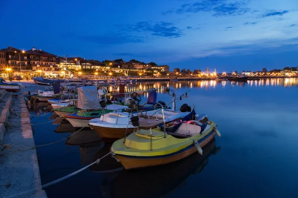 Night view to the old town of Nessebar — Stock Photo, Image