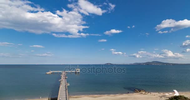 Time Lapse Vídeo Big Bridge Sea Burgas Bulgaria — Vídeo de Stock