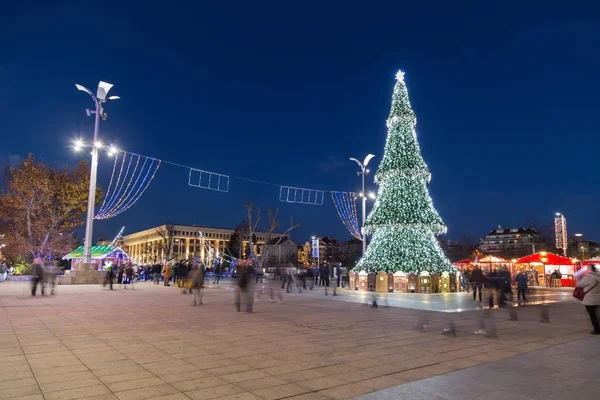 Christmas tree on the square in Burgas, Bulgaria