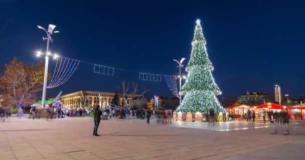 Arbre Noël Dans Centre Burgas Bulgarie — Video