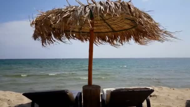 Bulgar Karadeniz Kıyısında Deniz Resort Kumsalda — Stok video