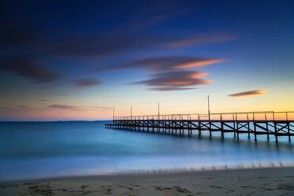 Longue Exposition Coucher Soleil Sur Plage — Photo