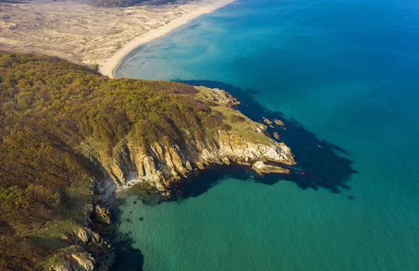 Vista Aérea Drone Para Bela Praia Rochosa Mar Negro — Fotografia de Stock